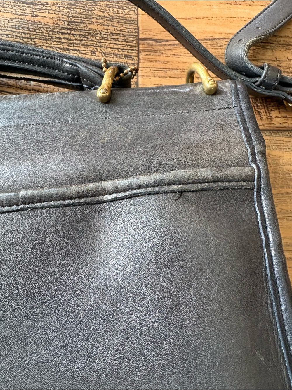 Coach Willis Dark  Gray Satchel Top Handle Bag Gold Hardware Turn Lock  Vintage - Picture 7 of 16